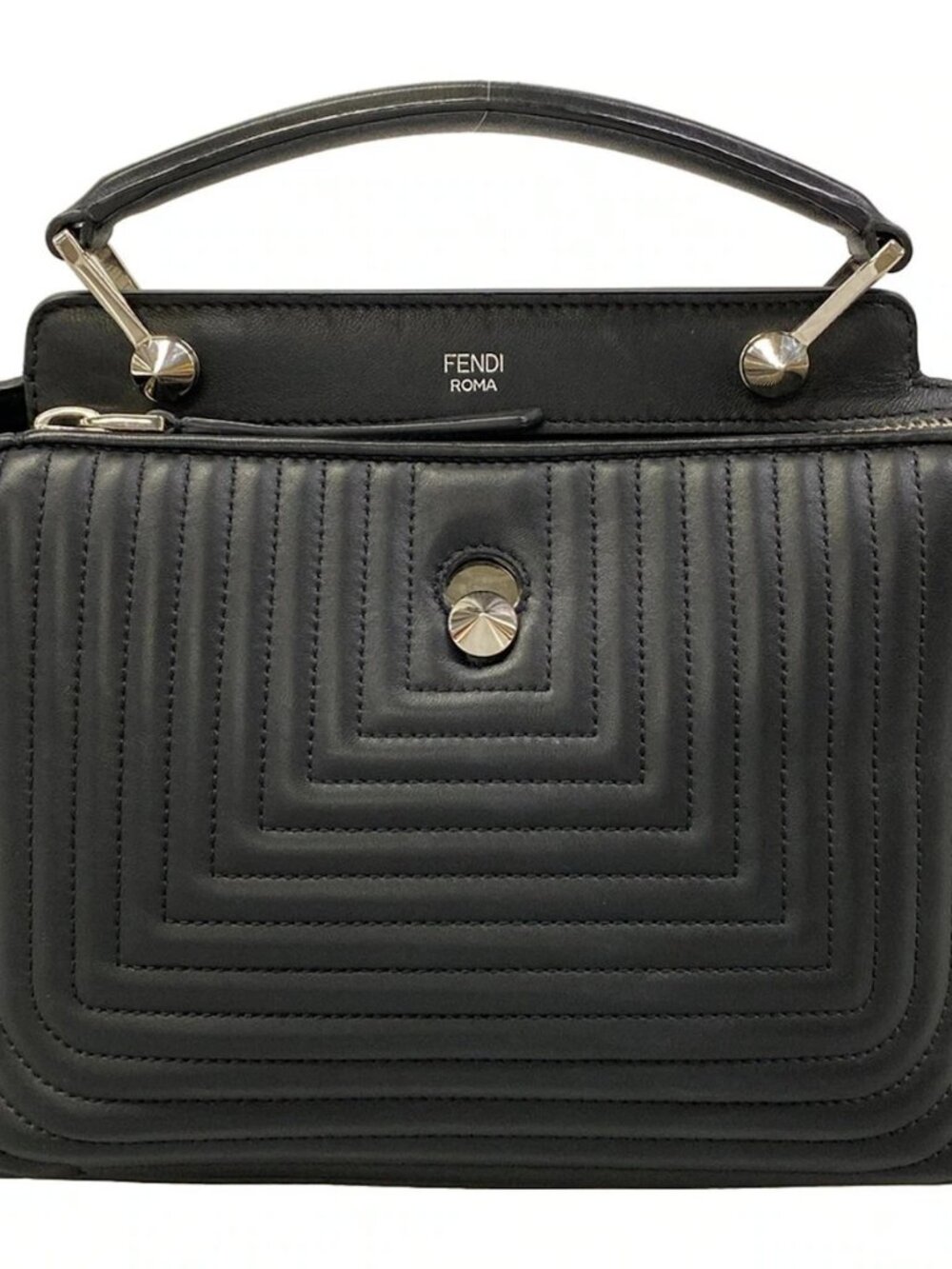 FENDI Small Dot Com Click 8BN299 Black Leather Handbag